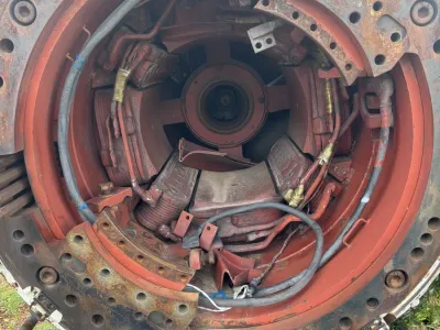 Interior view of a scrap motor housing awaiting processing